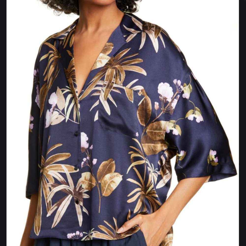 VINCE TROPICAL GARDEN SILK TOP SMALL